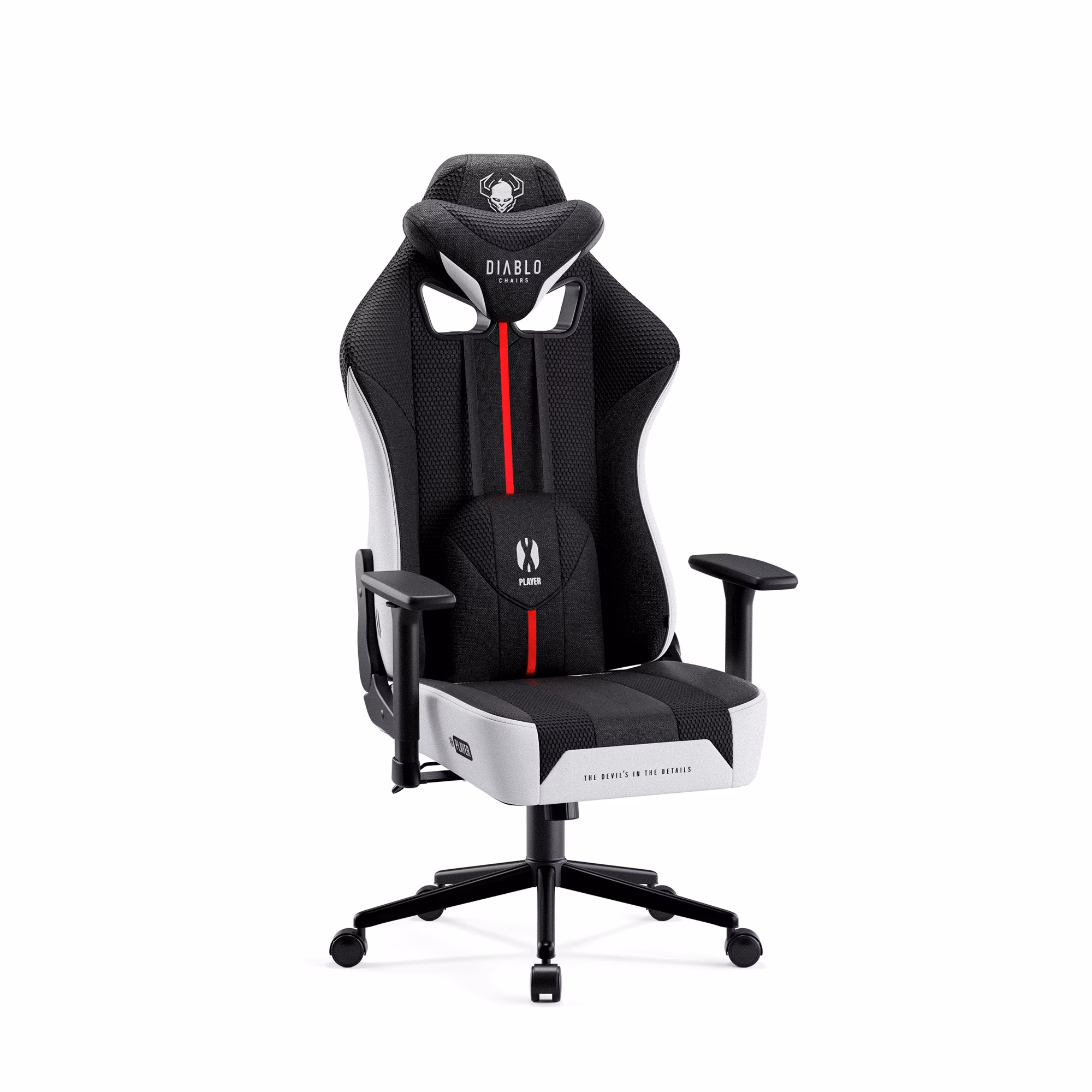 Materiałowy Fotel Diablo X-Player 2.0 Small: Biało-czarny