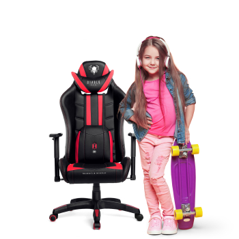 Diablo X-Ray forgatható gamer szék gyerekeknek Kids Size: Fekete-piros Diablochairs