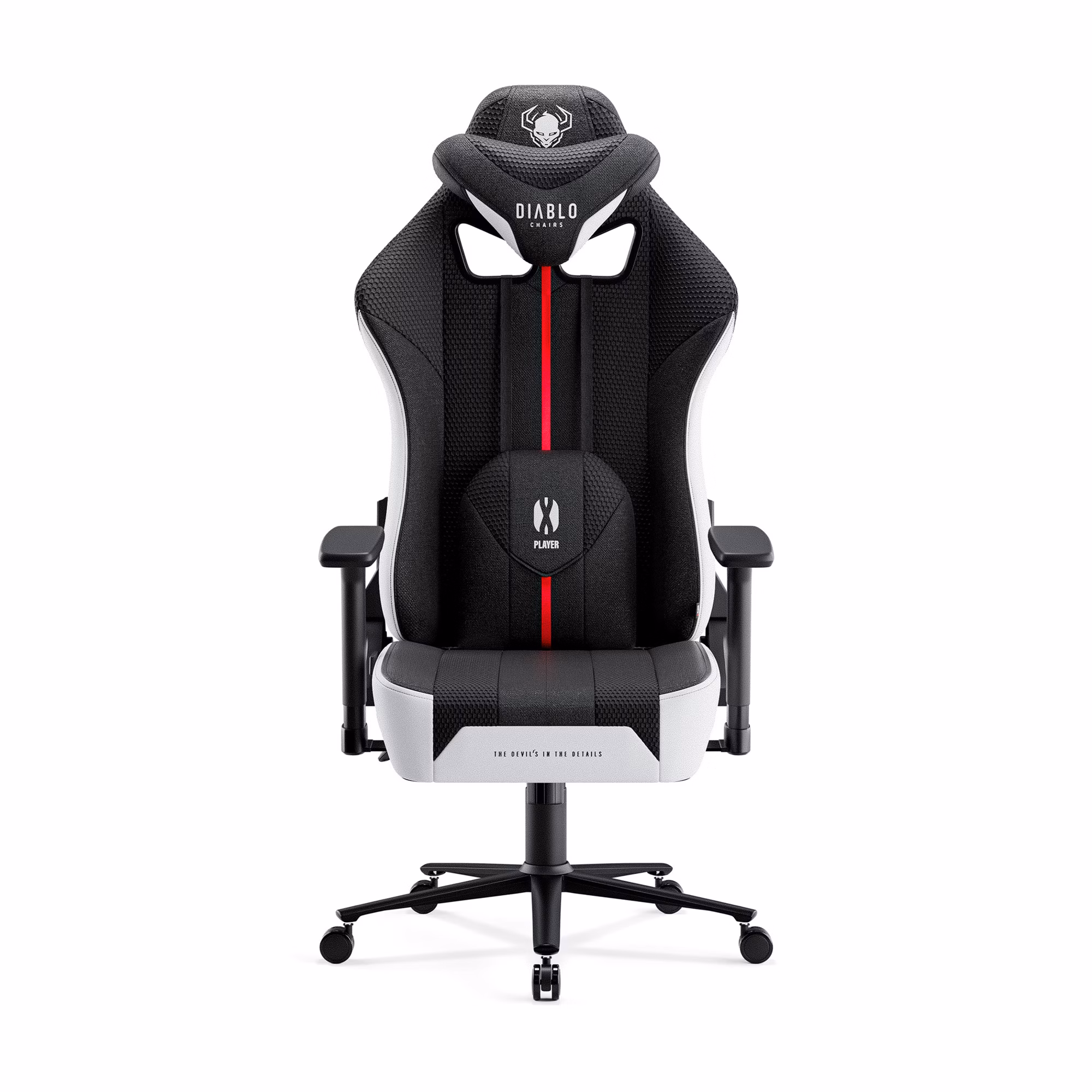 Chaise gaming Diablo X-Player 2.0 en tissu Noir et Blanc: Taille Normale