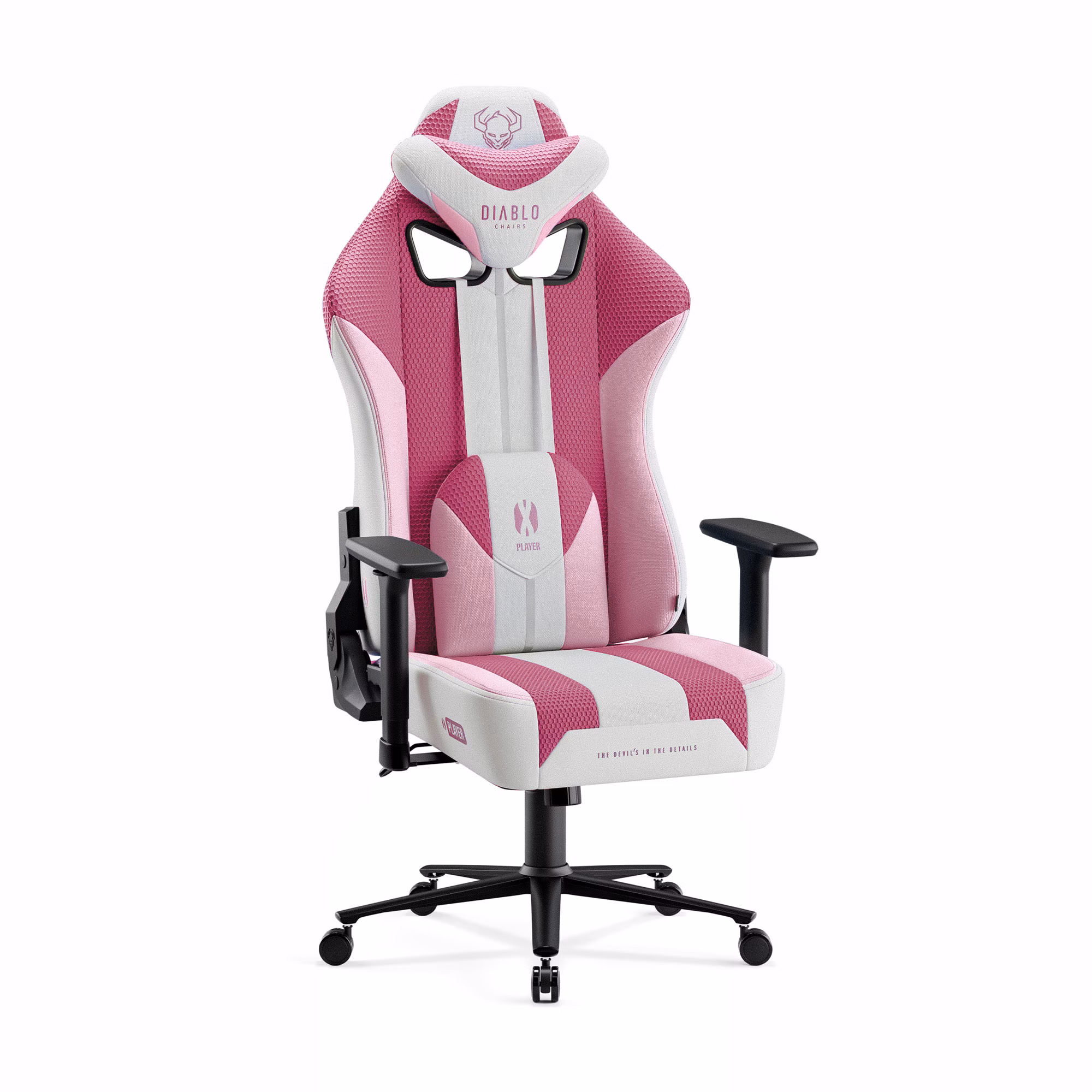 Materiałowy fotel gamingowy Diablo X-Player 2.0 Normal Size, Marshmallow Pink