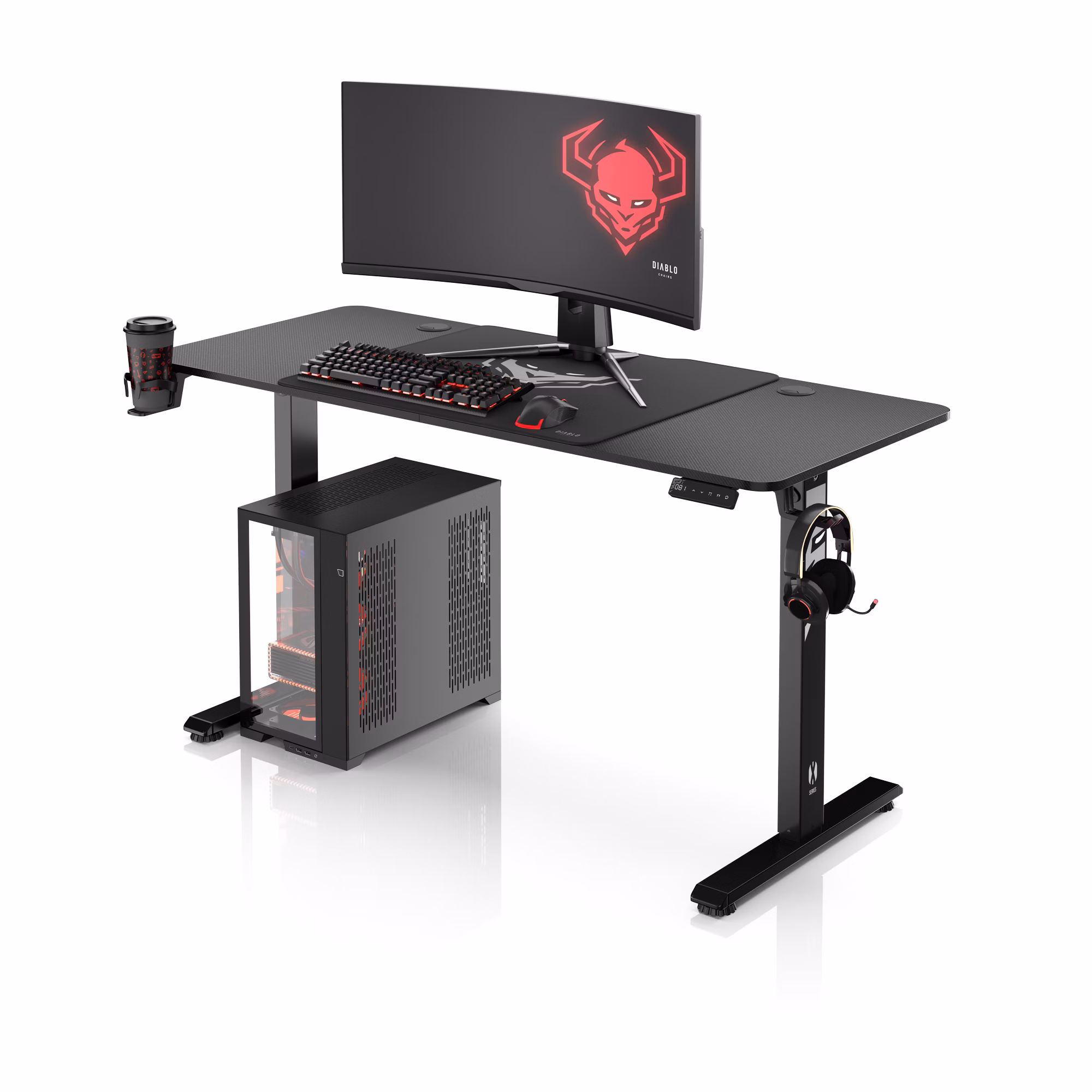 Výškovo nastaviteľný stôl Diablo X-Tensio 1400 čierny