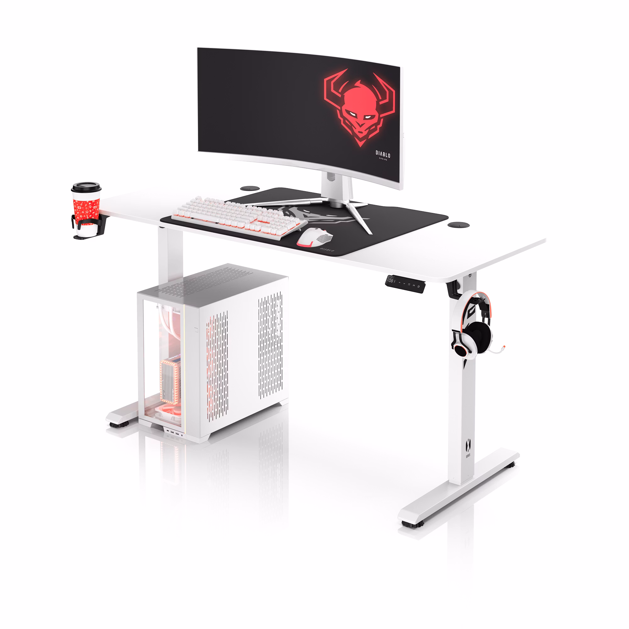 Výškovo nastaviteľný stôl Diablo X-Tensio 1400 biely