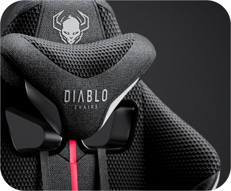 Poggiatesta e cuciture di una sedia Diablo Chairs